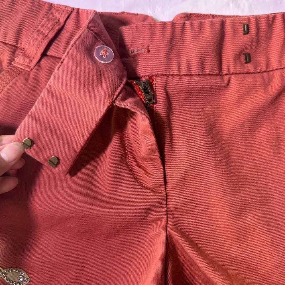 J. Crew Men's Red Chinos with Embroidered Accents